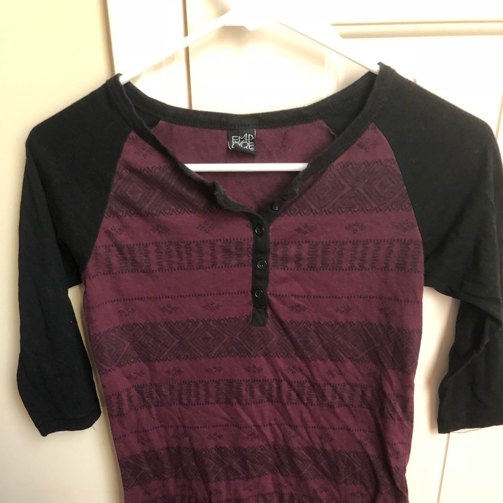 Burgundy Aztec Quarter Sleeve Top